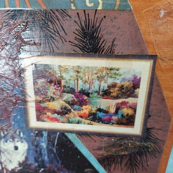 Handmade Wooden Purse With Nature-Inspired Wolf & Landscape Artwork Beaded Handl - Picture 6 of 16